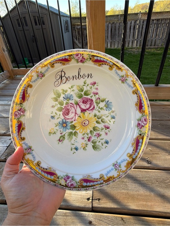 Limoges Other - Vintage Limoges France “Bonbon” Floral Serving Bowl Plate Hand Decorated